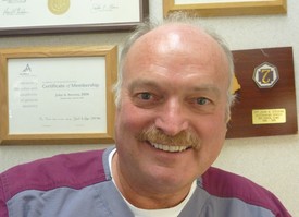 Dr. John A. Stevens, DDS, Founding Dentist at Mt. Hermon Dental Care, Scotts Valley Dr. John A. Stevens, DDS, founding dentist at Mt. Hermon Dental Care in Scotts Valley, CA, pictured in front of his professional credentials and membership certificates